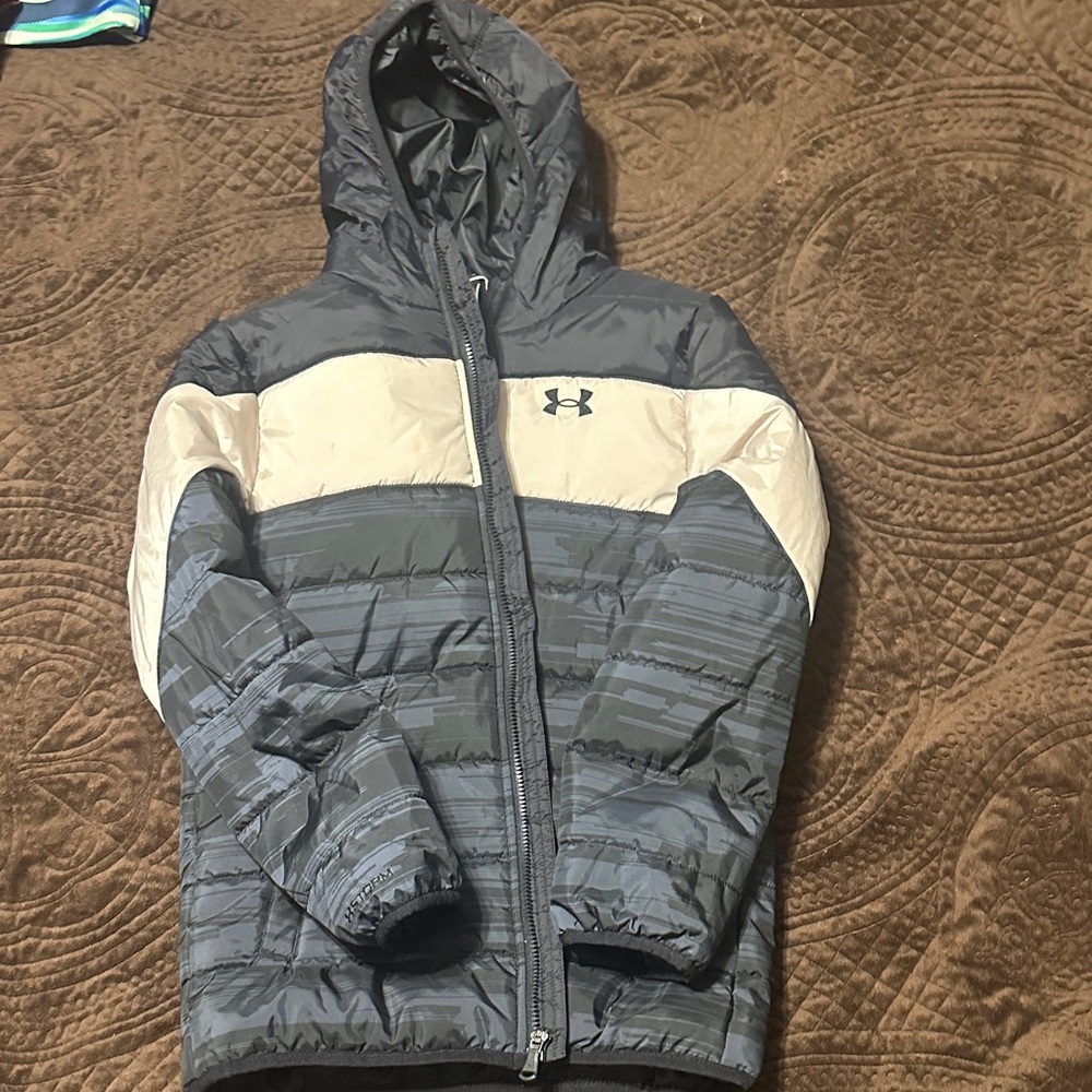 Under Armour Kids Gray and Cream Puffer Jacket